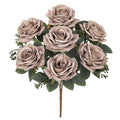 Queen Tea Rose Flower Bush w Filler x7, 17in, Dusty Brown