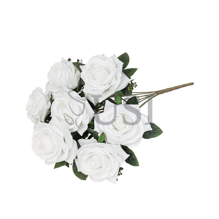 Queen Tea Rose Flower Bush w Filler x7, 17in, White