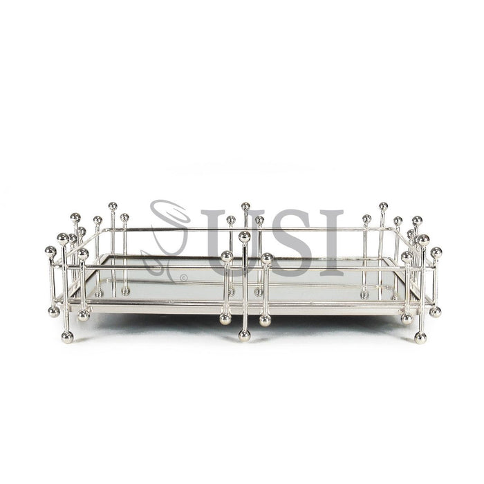 Radiant Rectangle Metal Mirror Tray, 12in, Silver