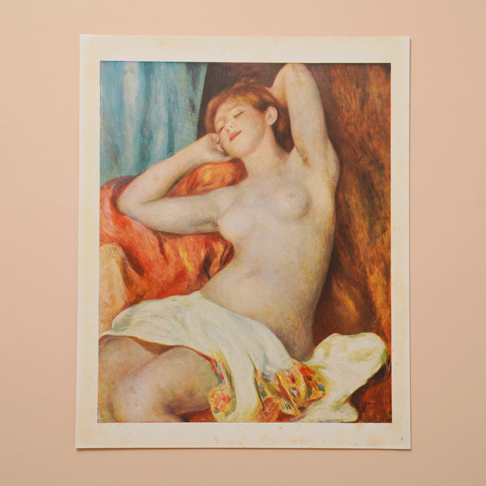 Rare Vintage 1950s Renoir “Bather Asleep” Swiss Art Print