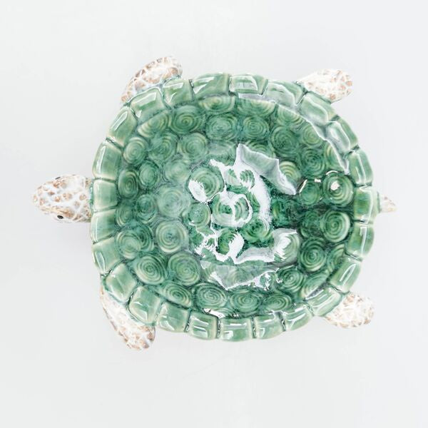 Decorative turtle bowl with green pattern