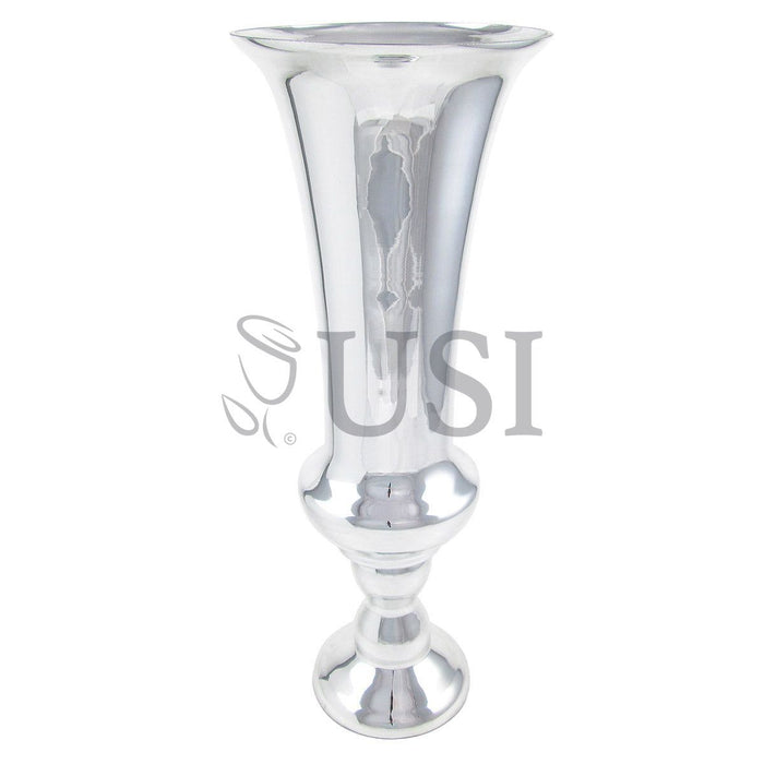 Regal Bell Drop Trumpet Glass Vase, 26in, Silver