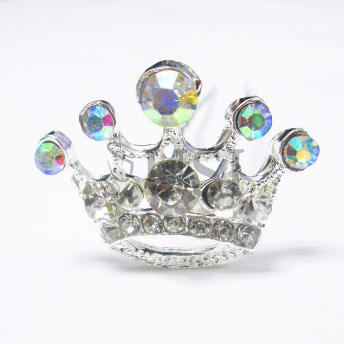 Rhinestone Crown Pins Pack of 20, 2.7in, Crystal