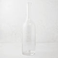 Clear mouth-blown glass Romeo wine carafe with a tall neck and scissor-cut rim.