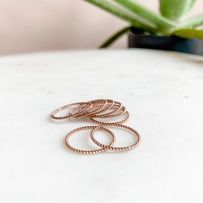 Rose Gold Twist Stacking Rings