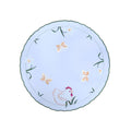 white round linen table linen chicken butterfly embroidery farmhouse design Funke Germany