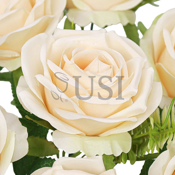 Royal Rose Flower Bush w Filler x9, 17in, Champagne Peach