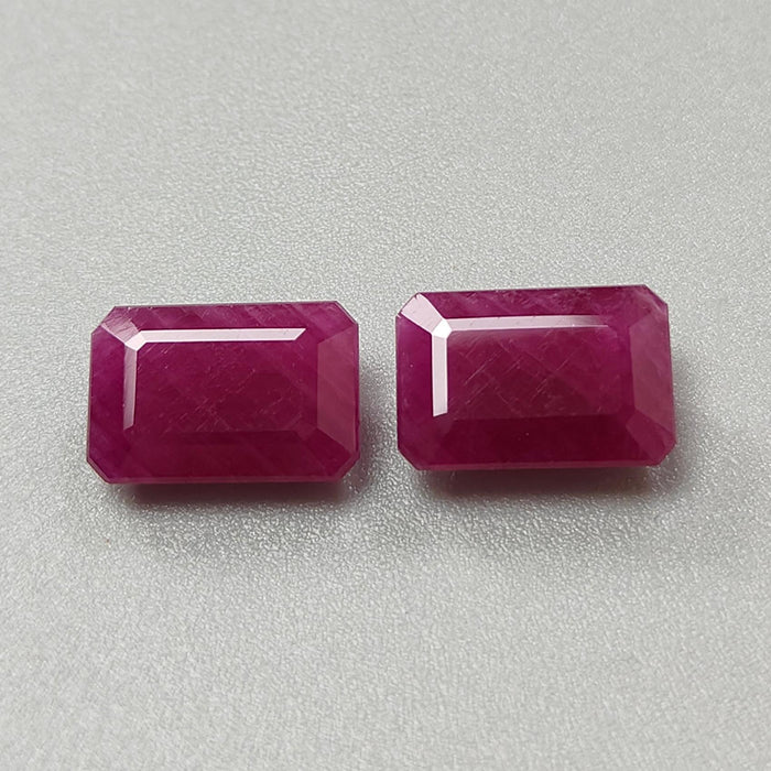 Ruby Gemstone Faceted Cut: 10.00cts Natural Untreated Unheated Red Ruby Rectangle Shape 12*8mm Pair for Jewelry July Birthstone