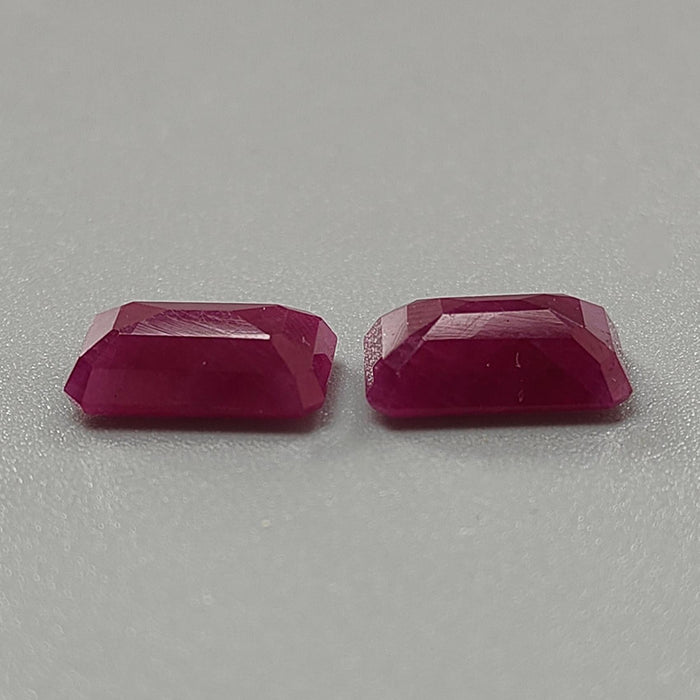 Ruby Gemstone Faceted Cut: 10.00cts Natural Untreated Unheated Red Ruby Rectangle Shape 12*8mm Pair for Jewelry July Birthstone