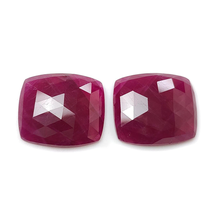 Ruby Gemstone Rose Cut Slices: 40.20cts Natural Untreated Red Ruby Cushion Shape 20*17mm - 20*17.5mm 2pcs Set for Jewelry July Birthstone