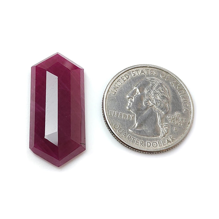 Ruby Gemstone Step Cut: 26.10cts Natural Untreated Unheated Red Ruby Hexagon Shape 31*14mm 1pc for Jewelry July Birthstone