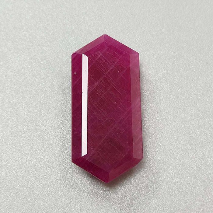 Ruby Gemstone Step Cut: 26.10cts Natural Untreated Unheated Red Ruby Hexagon Shape 31*14mm 1pc for Jewelry July Birthstone