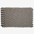 Handwoven Sand, Charcoal, Pearl Rope Doormat with a tight, rectangular weave.