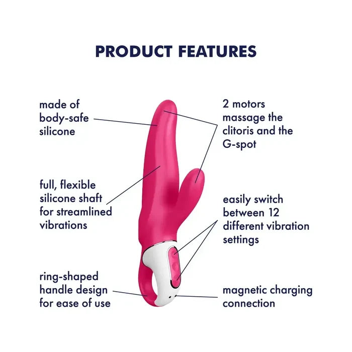 Satisfyer Mr. Rabbit Dual Motor Vibrator - 12 Vibration Modes Magenta