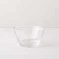 Clear glass breakfast bowl with a unique scissor-cut top, 5" Dia x 3"H.