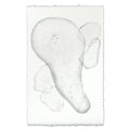 Sea Glass #6 handmade paper wall art print, abstract clear shapes on textured white paper with deckled edges.