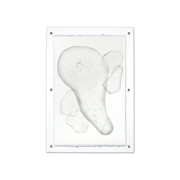 Sea Glass #6 abstract art print on Nepalese handmade paper, framed with clear acrylic and silver standoffs.