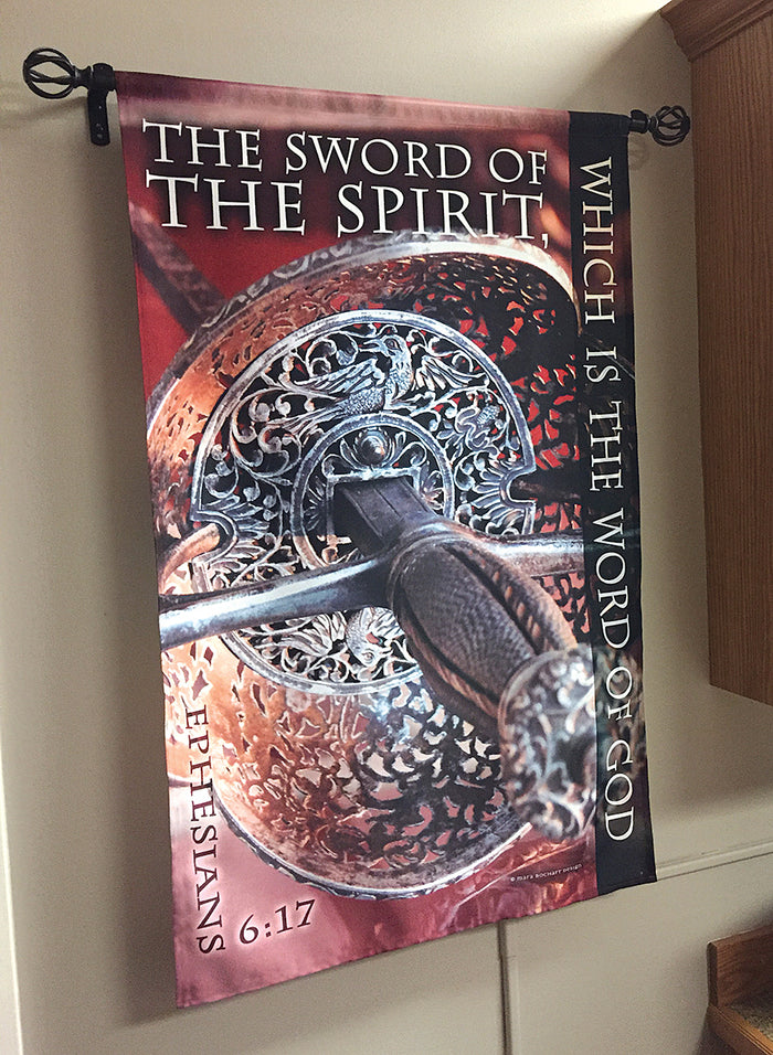 Sample banner to show decorative rod ("Sword of the Spirit" design)