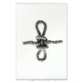 Sheepshank nautical knot print on white Nepalese handmade paper with deckled edges.