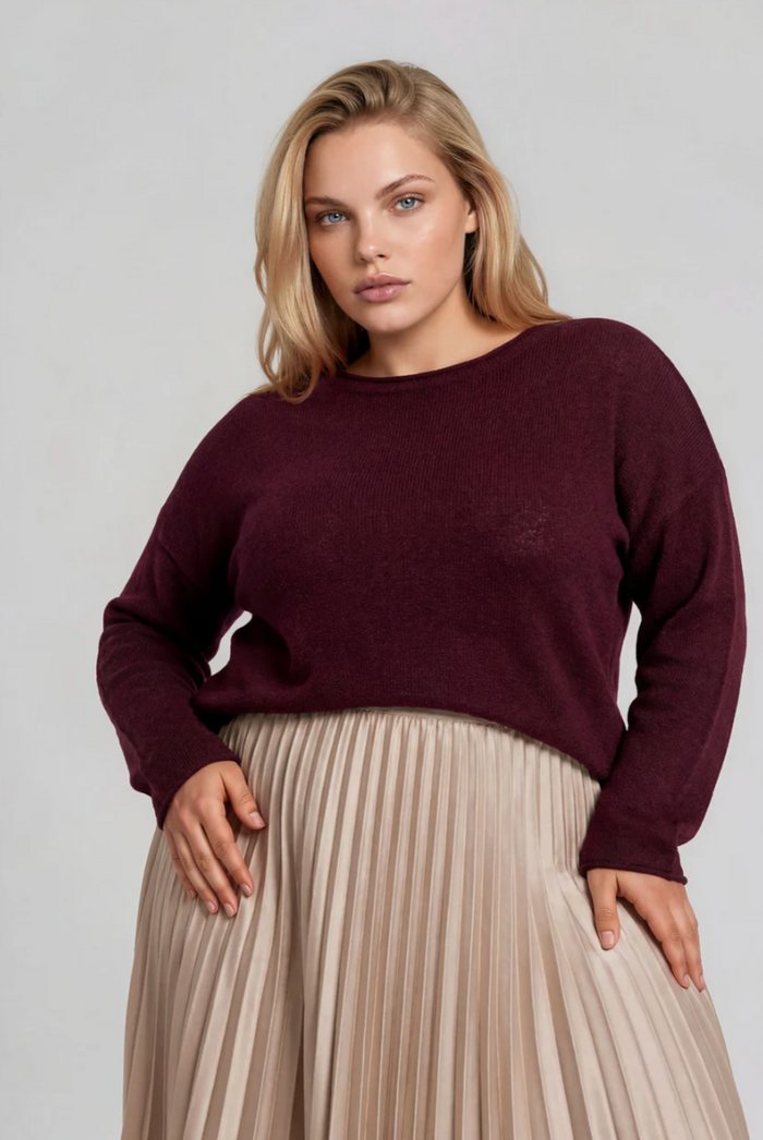 Slow Motion Lightweight Sweater - Merlot