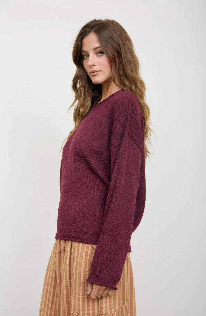 Slow Motion Lightweight Sweater - Merlot
