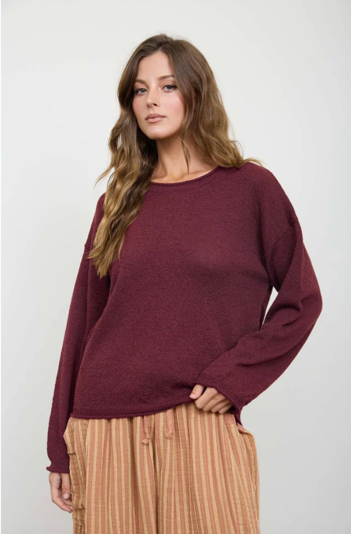 Slow Motion Lightweight Sweater - Merlot