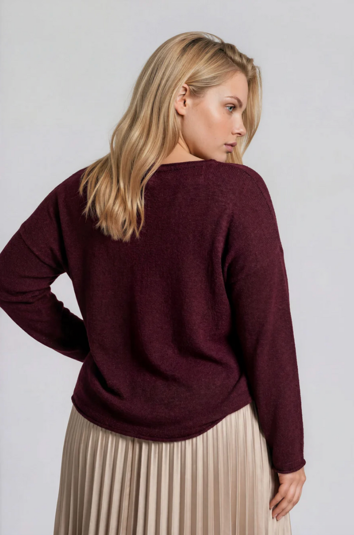 Slow Motion Lightweight Sweater - Merlot
