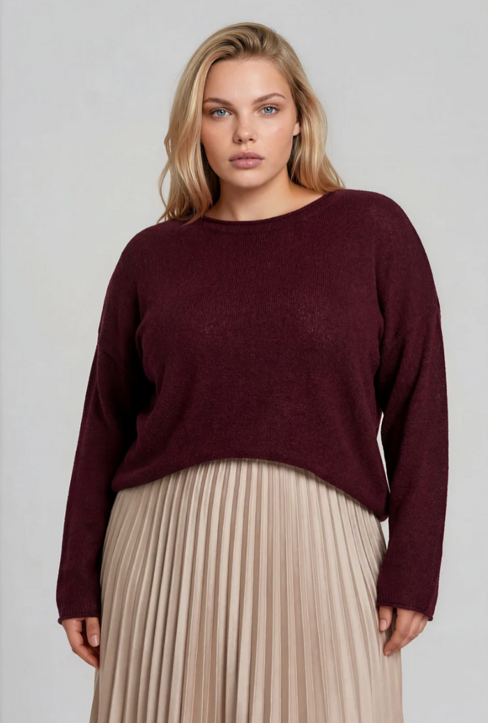 Slow Motion Lightweight Sweater - Merlot