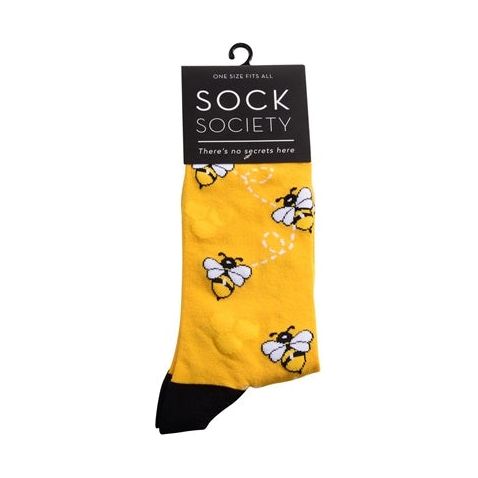 yellow socks with bees