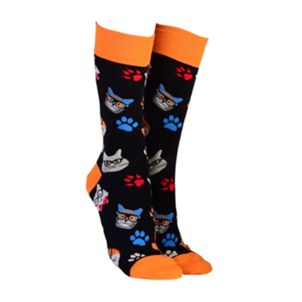 sock society socks with cat in specs