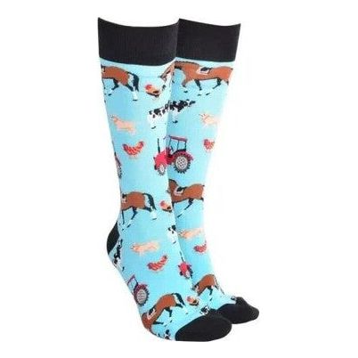blue farm yard animal socks cow horse