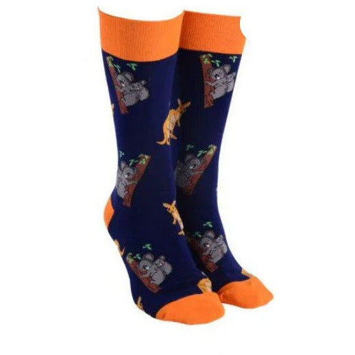 dark blue socks with kangaroo and koala australian souvenir