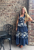 Something Blue Guest of Wedding Tiered Navy Maxi Dress