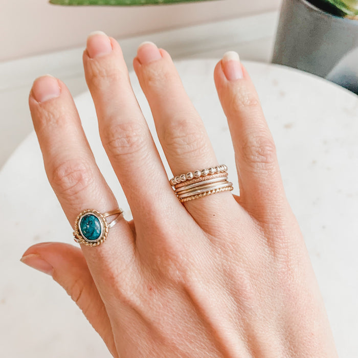 Soulmate Beaded Stacking Ring Silver