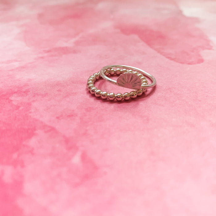 Soulmate Beaded Stacking Ring Silver
