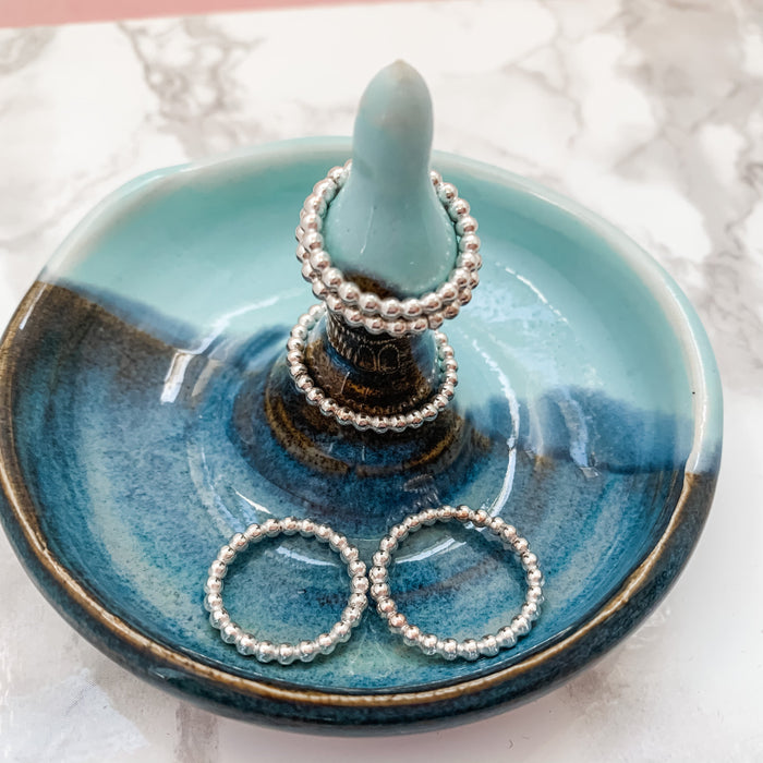 Soulmate Beaded Stacking Ring Silver