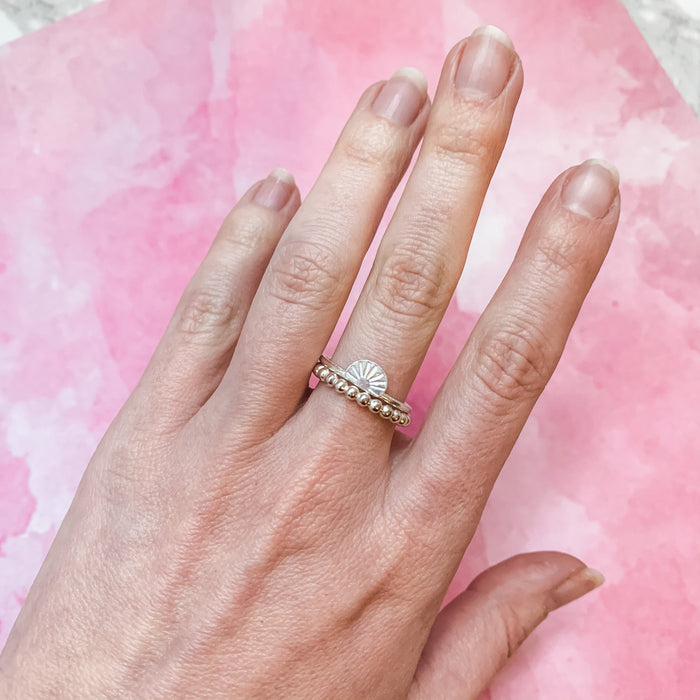 Soulmate Beaded Stacking Ring Silver