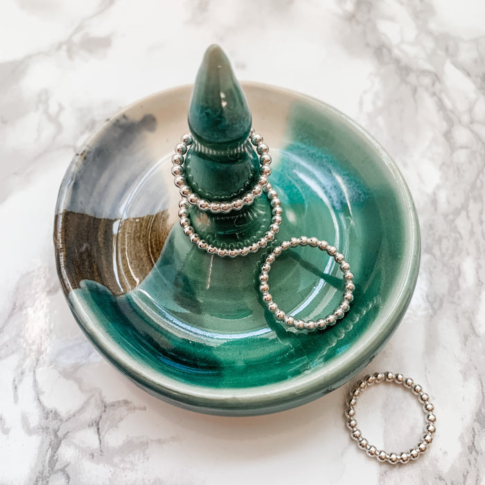 Soulmate Beaded Stacking Ring Silver
