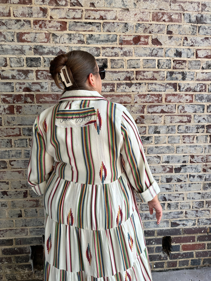 Southwest Sunset Long Sleeve Duster Dress
