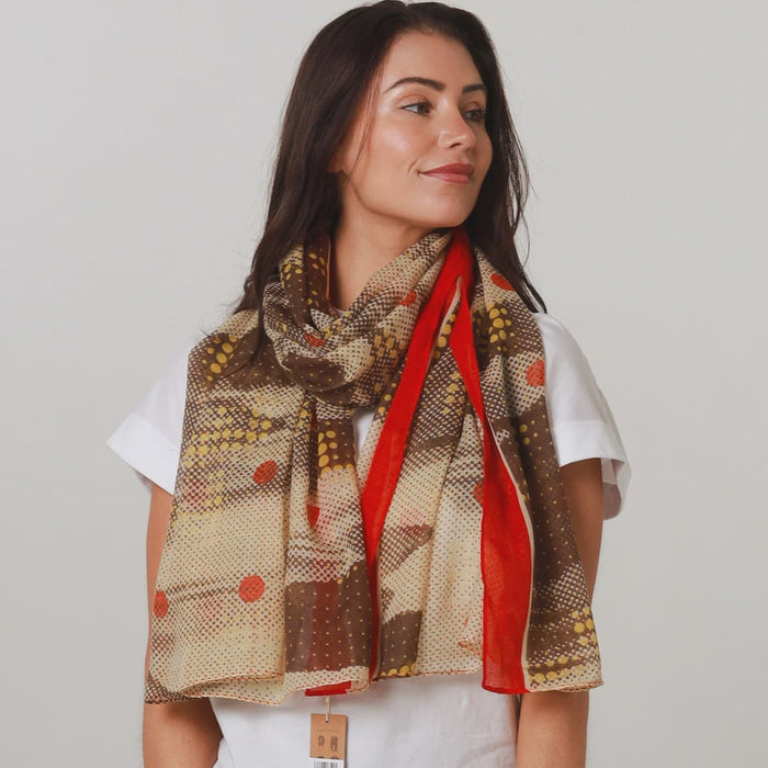 Spotty Brown & Red Scarf