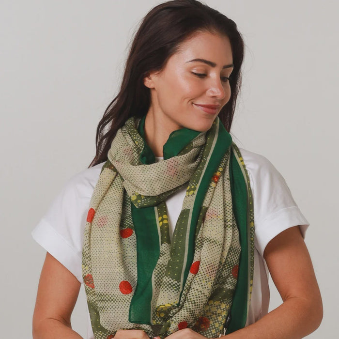 Spotty Green and Red Scarf