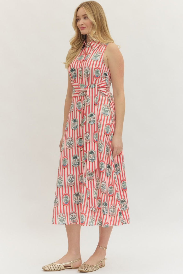 Stamps in Your Passport Red Stripe Midi Dress - Curvy Available