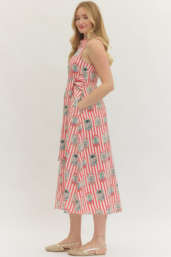 Stamps in Your Passport Red Stripe Midi Dress - Curvy Available