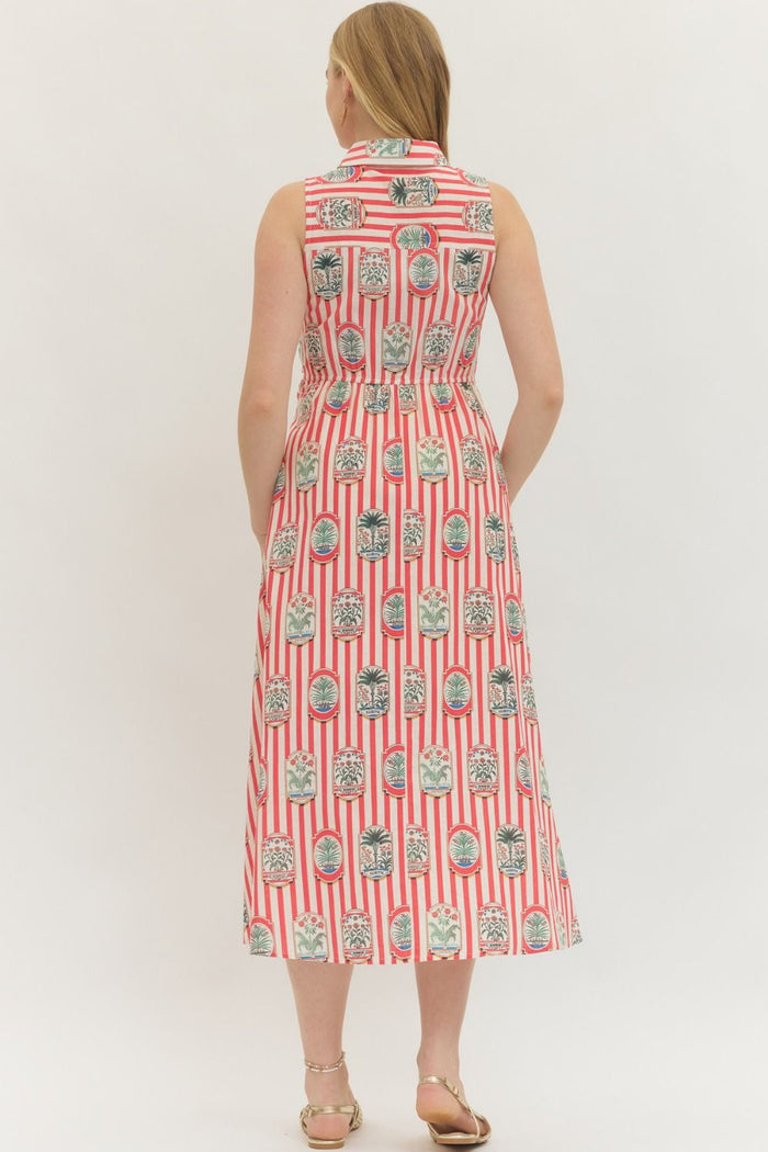 Stamps in Your Passport Red Stripe Midi Dress - Curvy Available