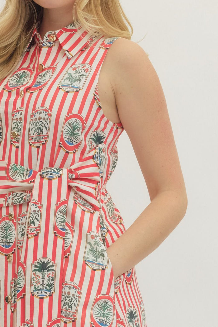 Stamps in Your Passport Red Stripe Midi Dress - Curvy Available