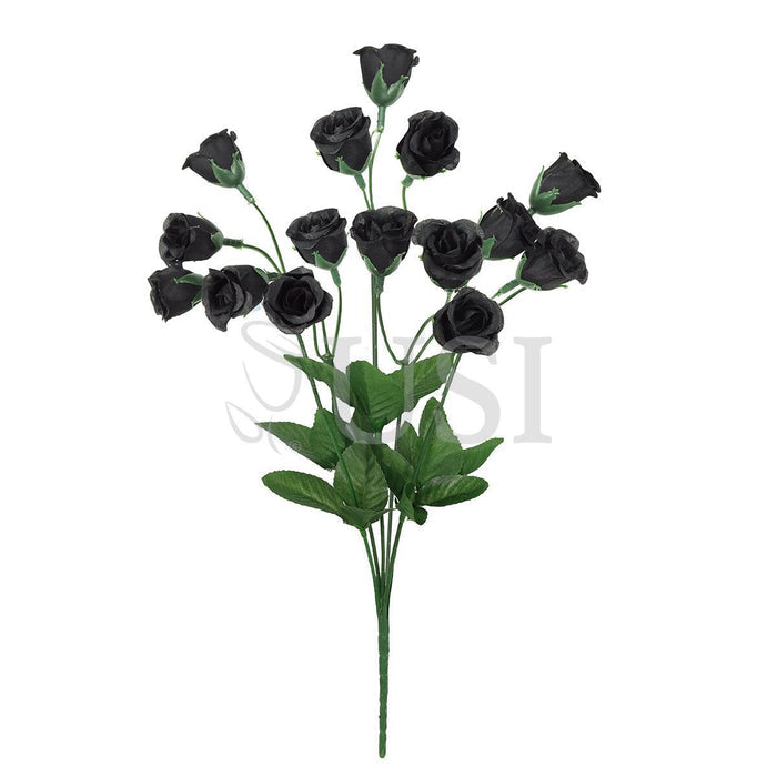 Standard Mini Rose Bud Flower Bush, 14in, Black