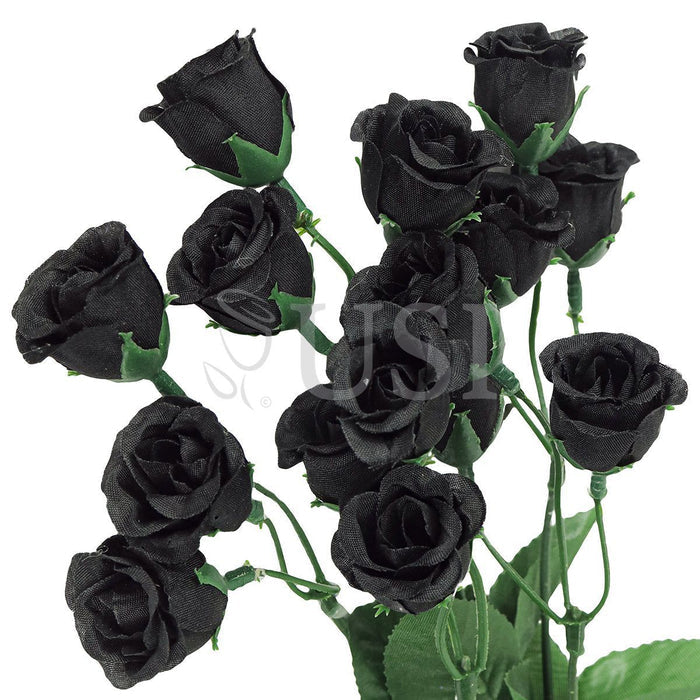 Standard Mini Rose Bud Flower Bush, 14in, Black