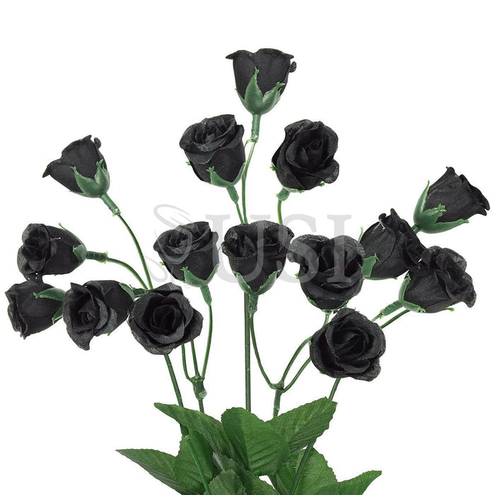 Standard Mini Rose Bud Flower Bush, 14in, Black