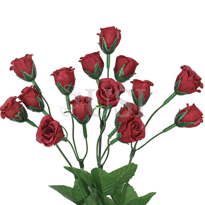 Standard Mini Rose Bud Flower Bush, 14in, Burgundy