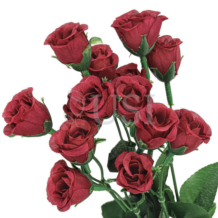 Standard Mini Rose Bud Flower Bush, 14in, Burgundy